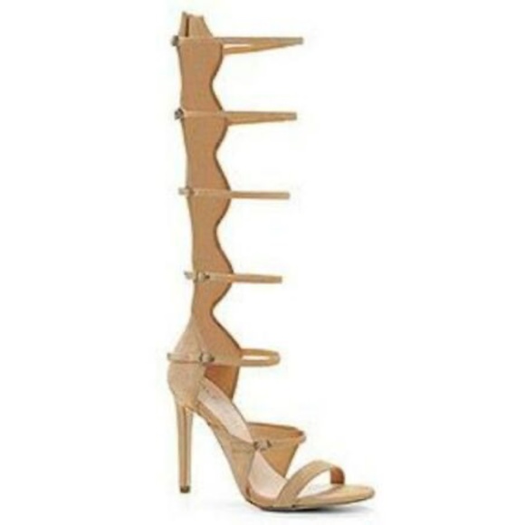 NEW ALDO SHOES Suede Camel Buckle Gladiator Knee High Sandal 11 - Picture 14 of 17